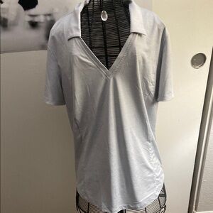 Lady Hagen Gray Blouse Modern Fit Performance Fabric
